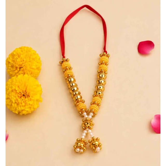 Golden Bead Decorative God Idol Mala 11.5 inch