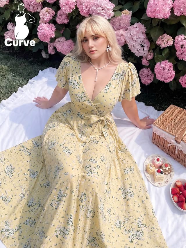 Women's Plus Size Gathered A-Line Dress