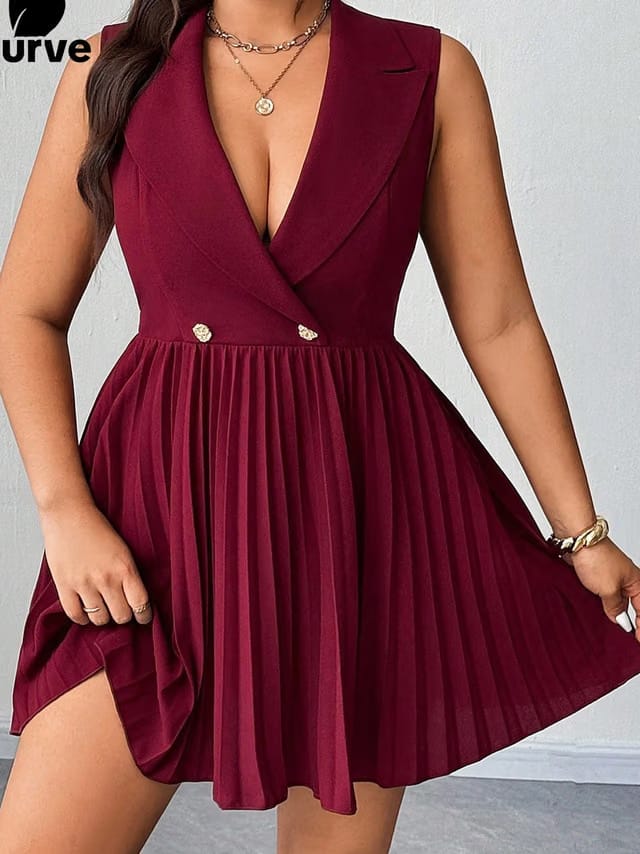 Women's Plus Size Pleated A-Line Dress