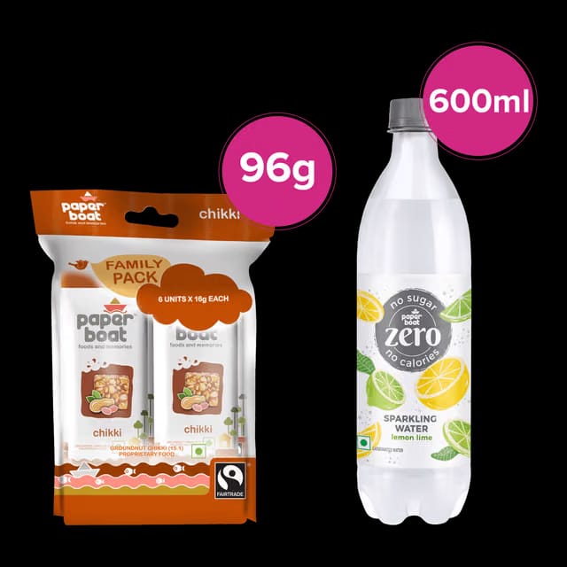 Paper Boat Chikki Family Pack & Paper Boat Zero Sugar Lemon Lime Sparkling Water, Sugar Free Cold Drink