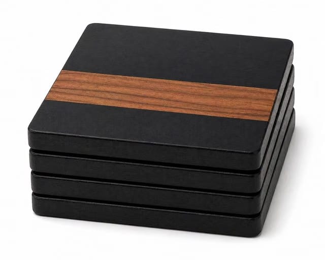 Punarbhu Handcrafted Mango Wood Coasters Set of 4