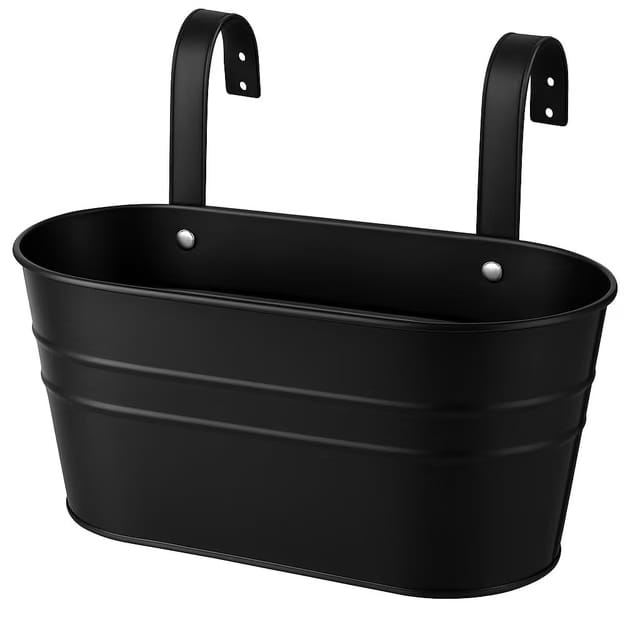 Black Oval Railing Planters for Balcony, Metal Hanging Flower Pots for Railing Planters for Outdoor Window Balcony