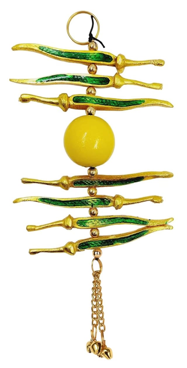 Metal Nimbu Mirchi Nazar Battu Wall Hanging for Cars, Homes & Offices