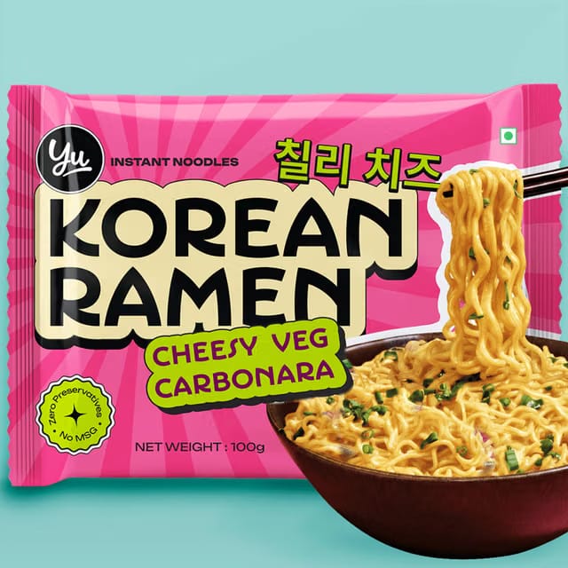 Yu Cheesy Veg Carbonara - Korean Ramen Noodles