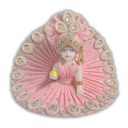 Net Poshak for Laddu Gopal with Sparkling Stone Border & Matching Pagdi