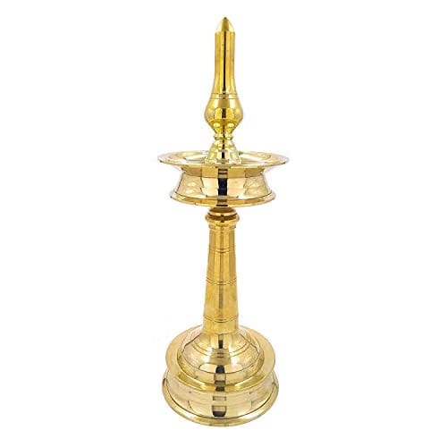 Nilavilakku Kerala Oil Lamp Gold Traditional Brass Lamp for Pooja and Festival Rituals (5 Inch)