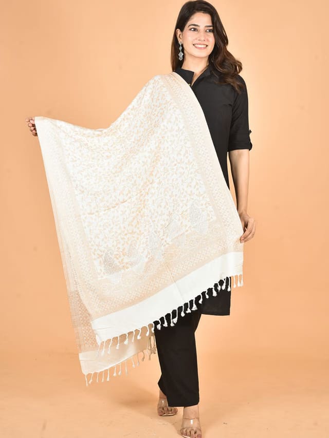 BAISA Floral Woven Design Pure Pashmina Shawl