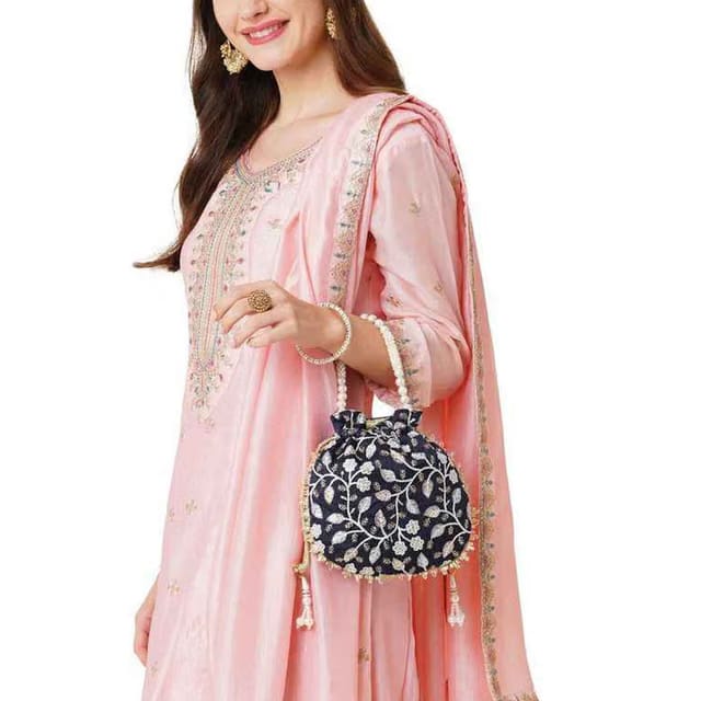 Women's Aria Round Embroidered Potli