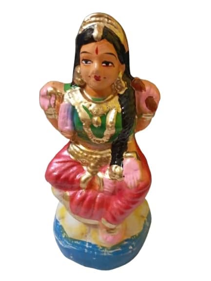 Bala Tripura Sundari Clay Doll for Navaratri Golu – 18 cm Handmade Traditional Kolu Bommai – Devi Idol for Pooja