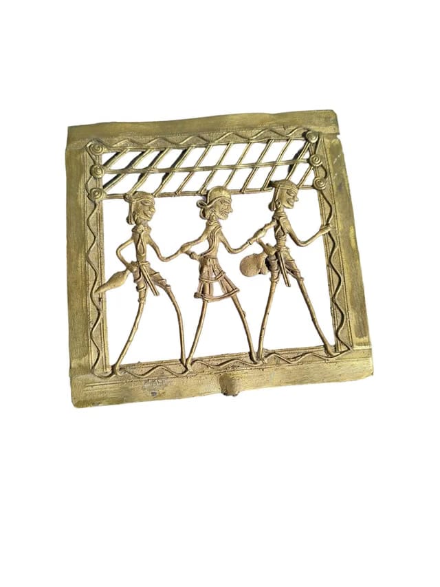 shivnandini Brass Dhokra Art Square Jali Wall Hanging/Décor/Showpiece