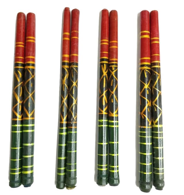 DMS RETAIL Multicolor Wooden Dandiya Sticks for Dance Garba Sticks for Navratri Celebration Large Size 14.4 Inches Pack