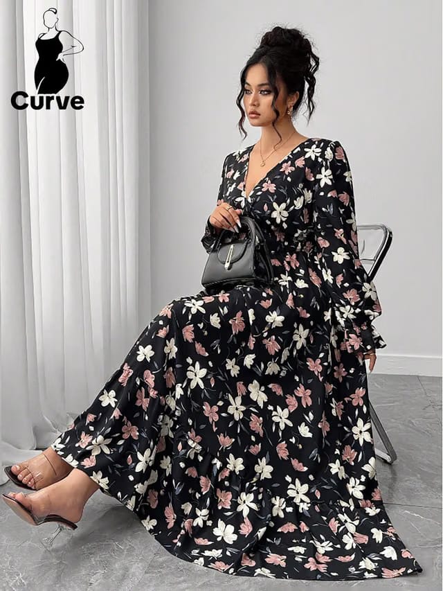 Women's Plus Size Smocked A-Line Dress