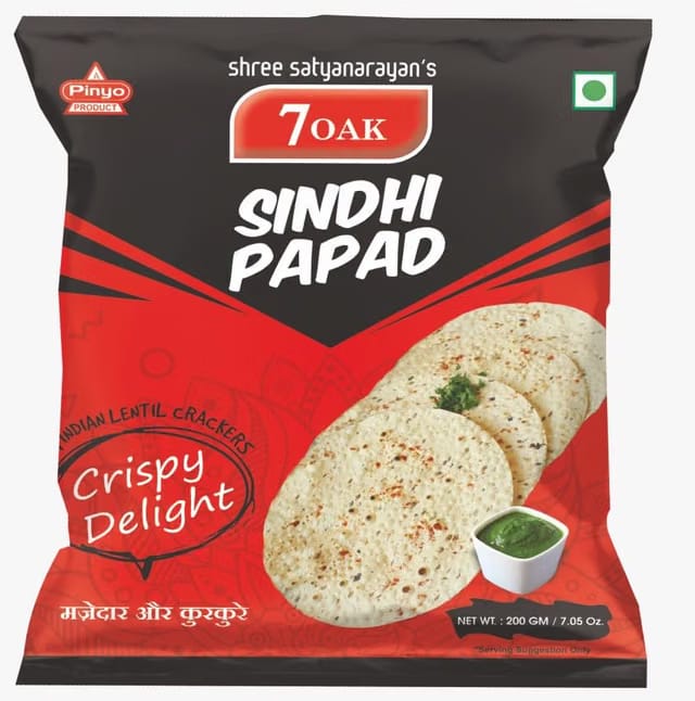 7 Oak Sindhi Papad – Traditional Crispy Snack Made with Urad Dal and Spices – Authentic Sindhi Recipe Ready to Fry or