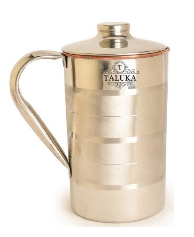 Taluka (4.2" x 6.8" inches Approx) Copper Stainless Steel Jug Capacity 1000 ml Water Restaurant Hotel Ware Home Garden