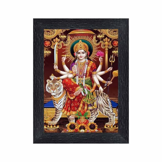 Durga Maa Religious Wood Photo Frames with Acrylic Sheet (Glass) for Worship/Pooja(photoframe,Multicolour,6x8inch)-20147