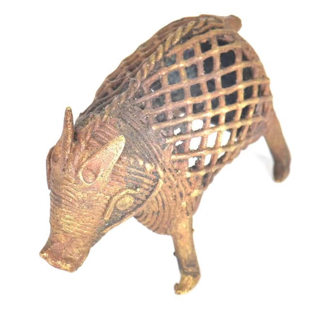 Indian-Shelf Dhokra Art Tribal Pig Showpieces