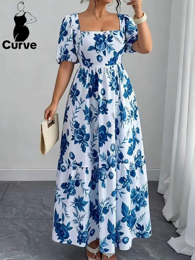 Women's Plus Size Gathered A-Line Dress