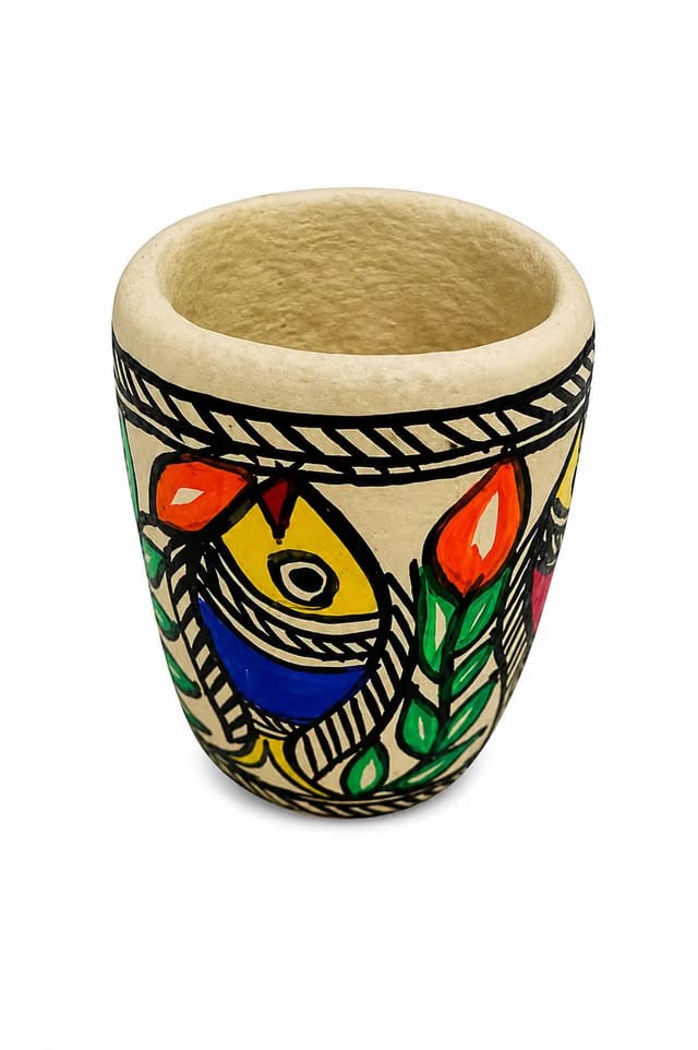 Madhubani Painted Papier mache Penstand