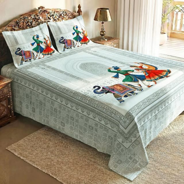 Rajasthani Jaipuri Bagru Sanganeri Double Bedsheet 250x225cm