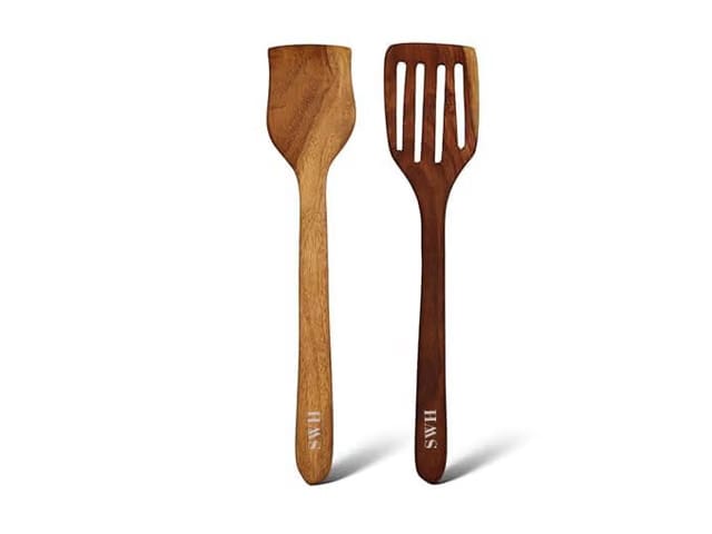 SWH Neem Wood Spoon, Compact Flip, Spatula/Ladle for Cooking Dosa,Roti,Chapati, Soup and Vegetables