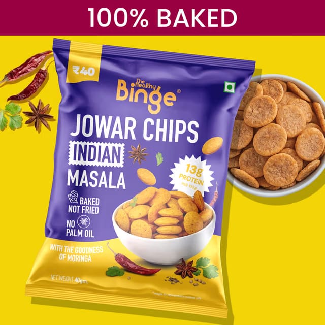 The Healthy Binge Moringa Jowar Baked Chips Indian Masala