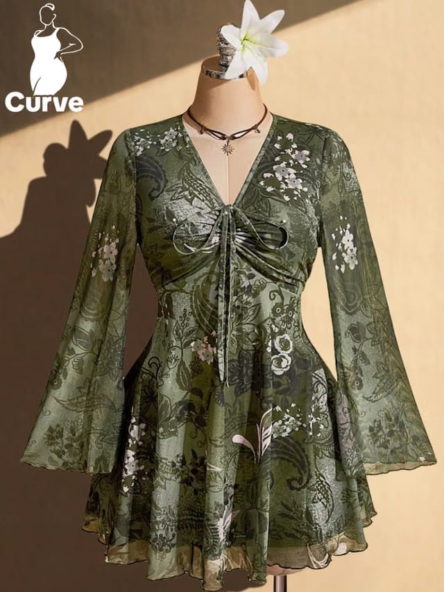 Women's Plus Size Sheer Tunic Dress