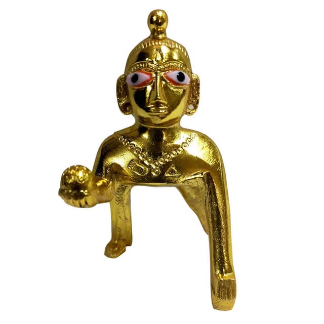 Laddu Gopal Murti Brass Idol Bal Gopal Thakur Ji Peetal God Baby Krishna Statue Height 2 inch (Size Zero/0 no.)