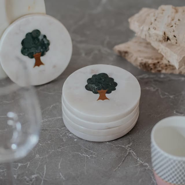 White Marble Coasters Set of 4