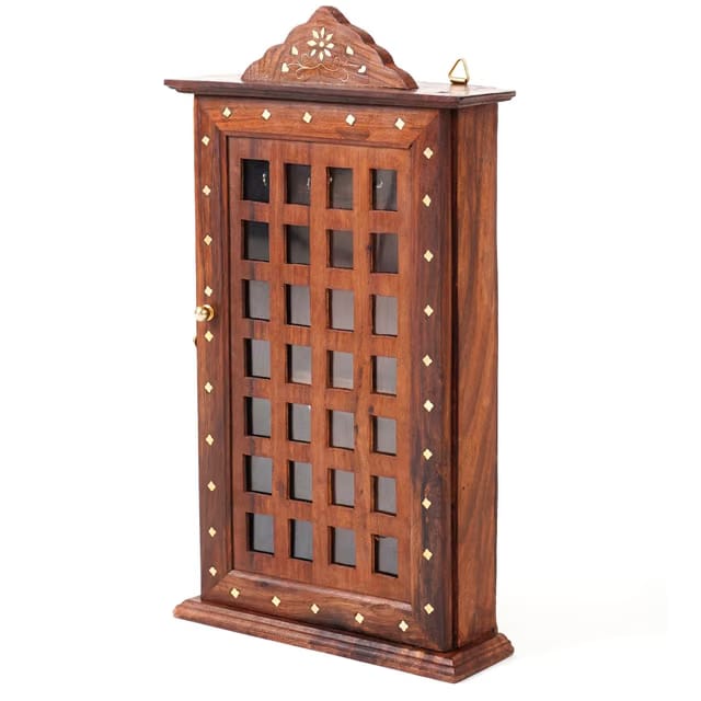 Premium Pakka Sheesham Wood Key Holder-Square Design Key Chain Holder for Big Size Keys