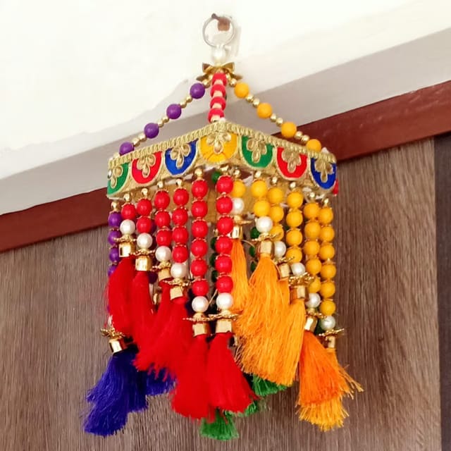 P.A.Handmade Traditional Colorful Moti Jhumar Designs Wall/Door Hanging Center Single 1Hook Toran/Latkan/Bandarwal.[12 x