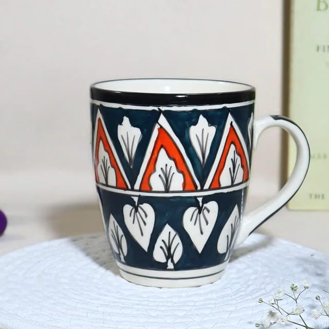 Green Handpainted Ceramic Coffee Mug Set of 1
