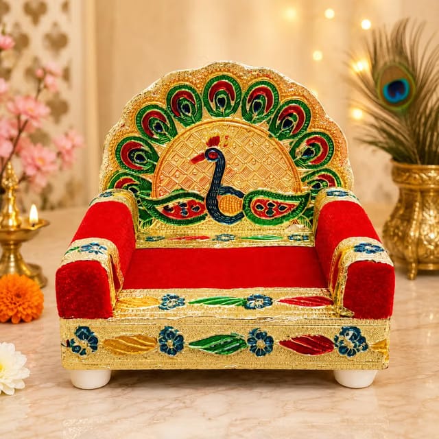 Krishna/Laddu Gopal Wooden Meenakari Singhasan