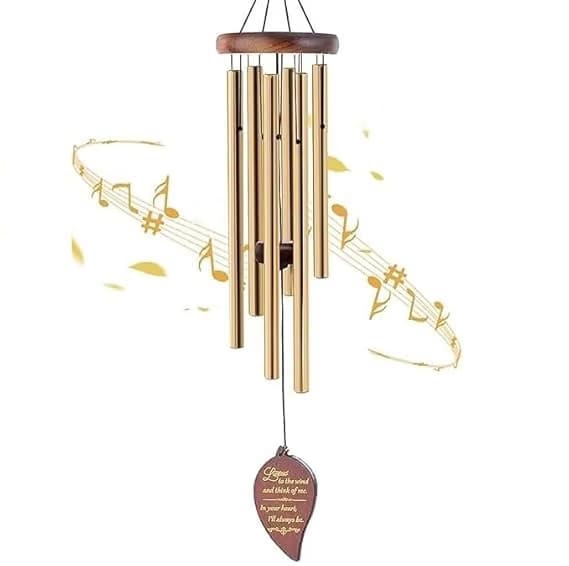 Large Aluminium Wind Chimes,27 Inch 6 Rustproof Aluminum Tubes Wooden Wind Bell Sympathy Romantic Wind Chimes for