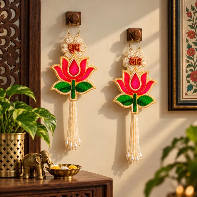 Rose Patch Side Door Hanging Set of 2 - Diwali Decoration for Home, Diwali Decor Items