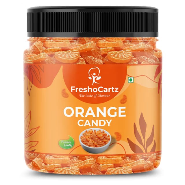 FreshoCartz Orange Candy Jar 400g – Sweet & Sour Narangi Goli