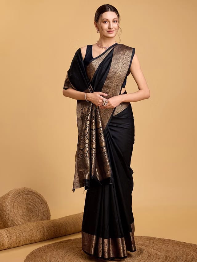 House of Pataudi Solid Woven Design Zari Art Silk Kanjeevaram Saree