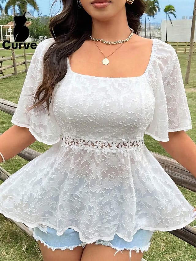 Women's Plus Size Sheer Top