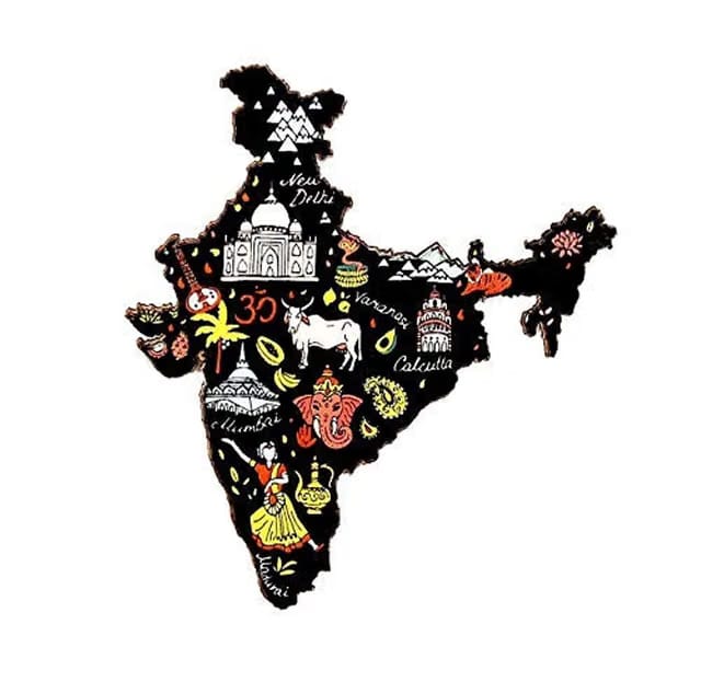 Skywalk India Souvenir Wooden Fridge Magnet (Black), 1 Set