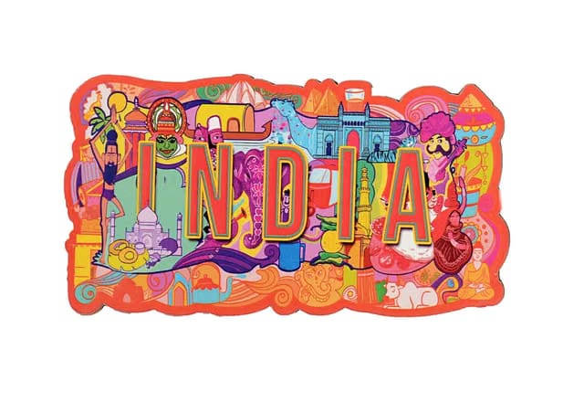 Skywalker India Souvenir Wooden Fridge Magnet (Multicolour)