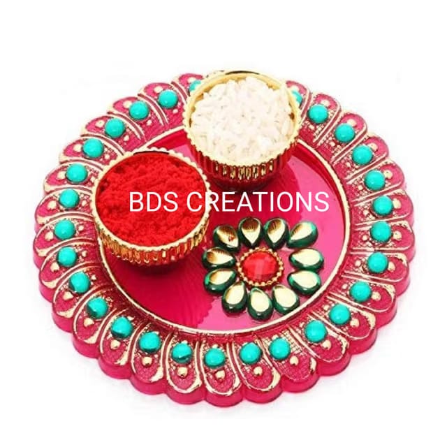 011 Designer Decorated Diya BHAIDOOJ, Engagement (15CM) Platter, Festive Diwali Pooja Floating Plate/THALI Pack of