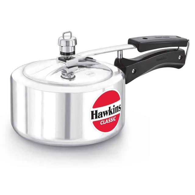 2 Litre Classic Aluminum Pressure Cooker Best Inner Lid Cooker Small Cooker - Silver