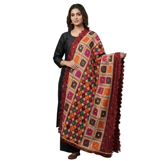 Embroidered Phulkari Dupatta