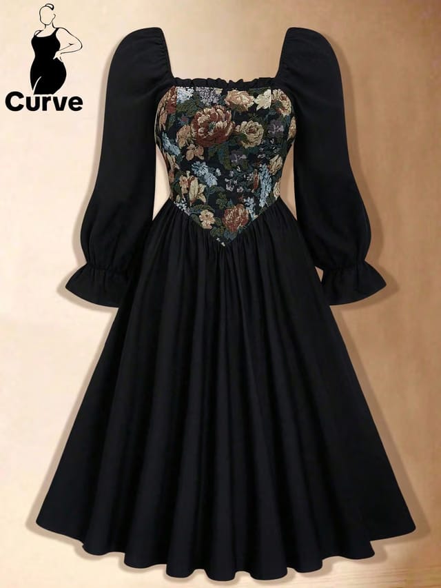 Women's Plus Size Ruffle A-Line Dress