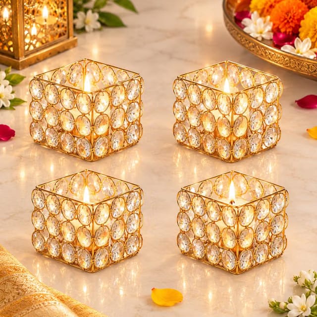 Crystal Tealight Candle Holder Set