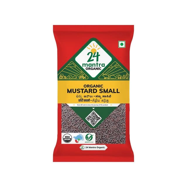 24 Mantra Organic Black (Small) Mustard Seeds / Rai Seeds