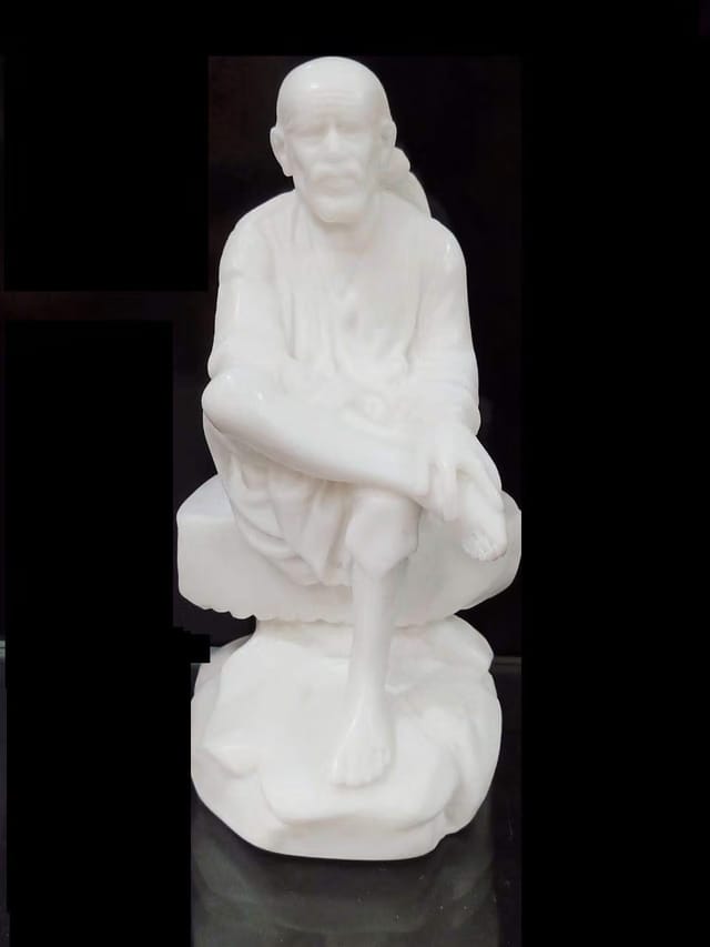 Marble Dust Ashirwad Hand Sai Baba Idol/Murti for Home and Office Decor, Murti for Home Pooja & Car Dashboard
