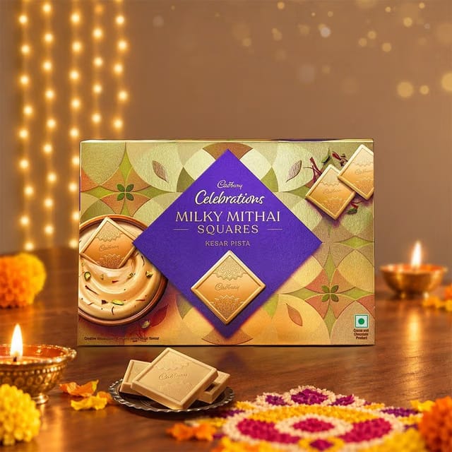 Cadbury Celebrations Kesar Pista Milky Mithai Squares Chocolate Gift Pack