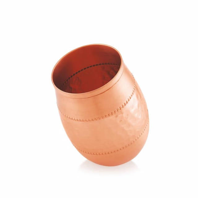 Pure Copper Glasses Damru Shaped Pure Tamba Glass for Drinking & Serving Water Tumbler