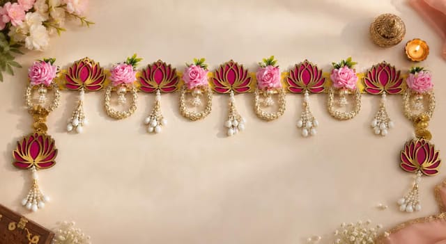 Decorative Artificial Lotus Flower Toran for Door