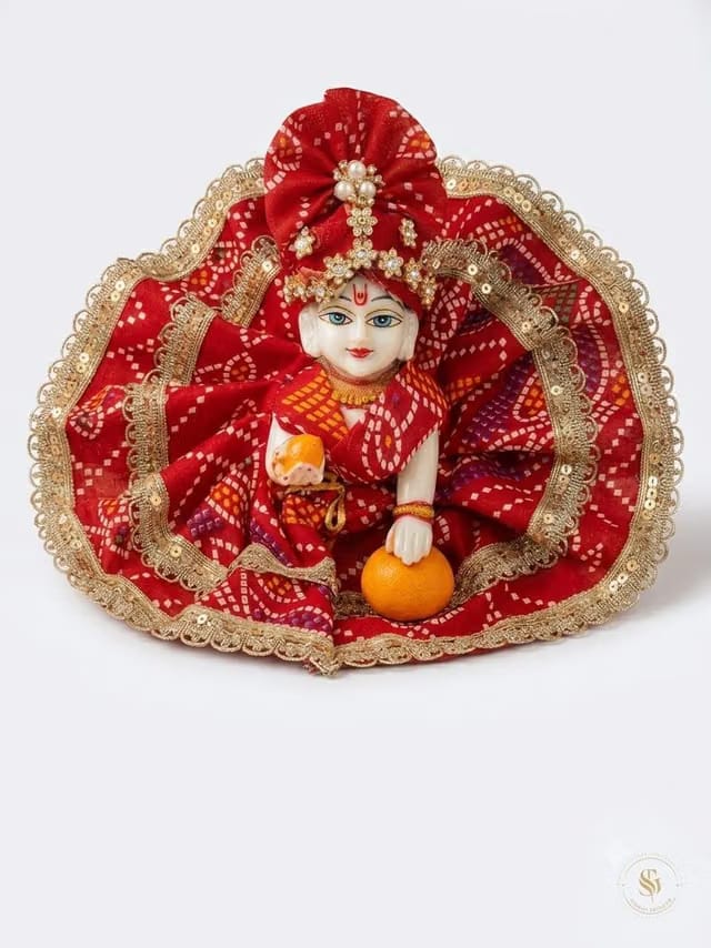 Gorgeous Laddu Gopal Dress with Matching Pagdi/Poshak for Kanha Ji
